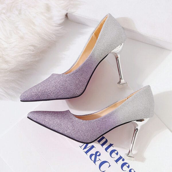 Gradient Sexy Pointed French Stiletto High Heels - Image 4