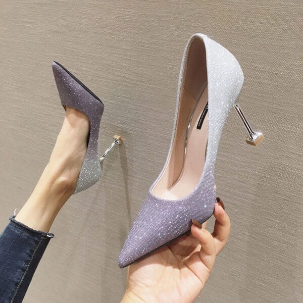 Gradient Sexy Pointed French Stiletto High Heels - Image 6