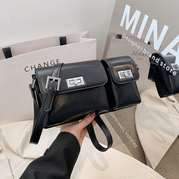 Women's Fashion Double Pocket Underarm Retro Shoulder Messenger Bag - Image 6