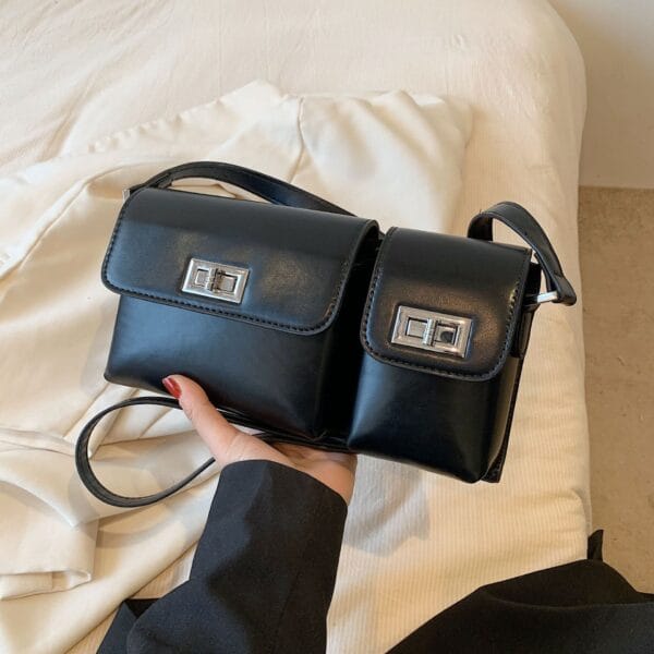 Women's Fashion Double Pocket Underarm Retro Shoulder Messenger Bag