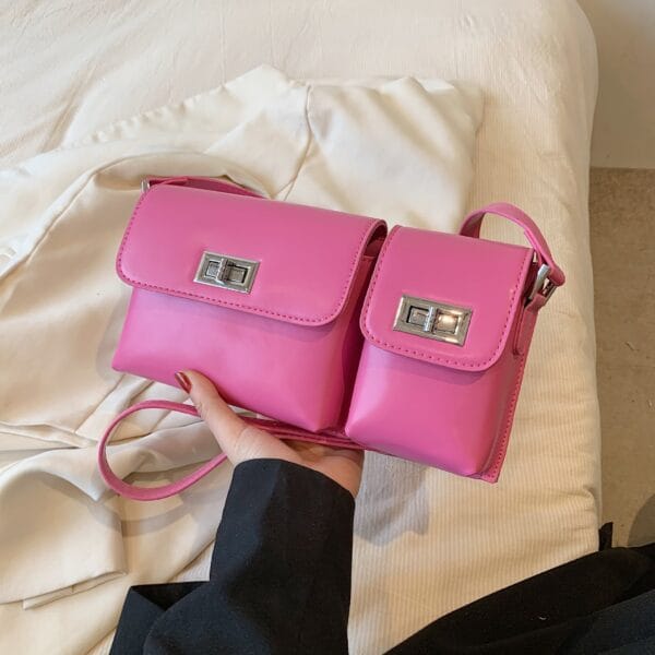 Women's Fashion Double Pocket Underarm Retro Shoulder Messenger Bag - Image 4