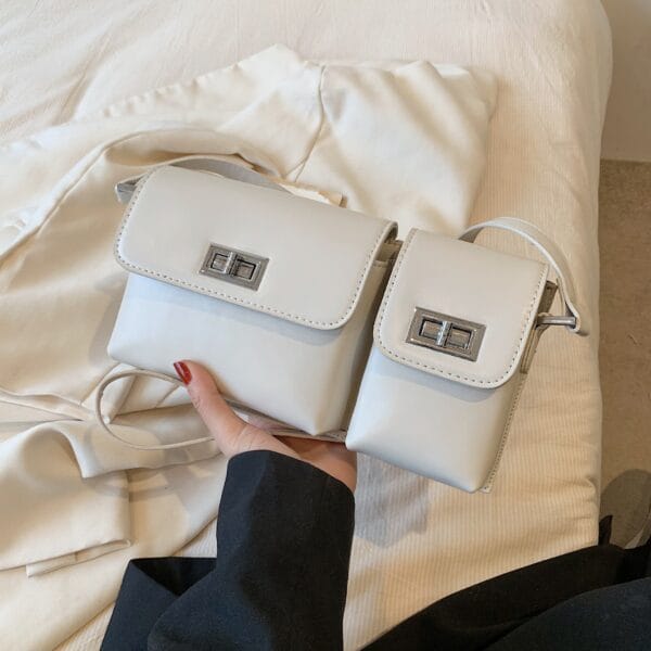Women's Fashion Double Pocket Underarm Retro Shoulder Messenger Bag - Image 5