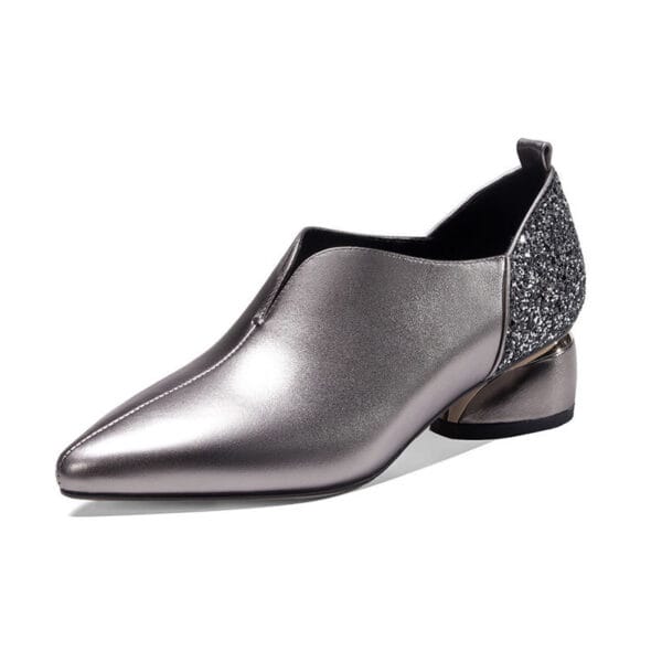 Pointed Thick Heel Moccasins Women's Mid-heel Shoes - Image 3