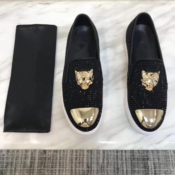 Leather casual loafers with rhinestones - Image 3