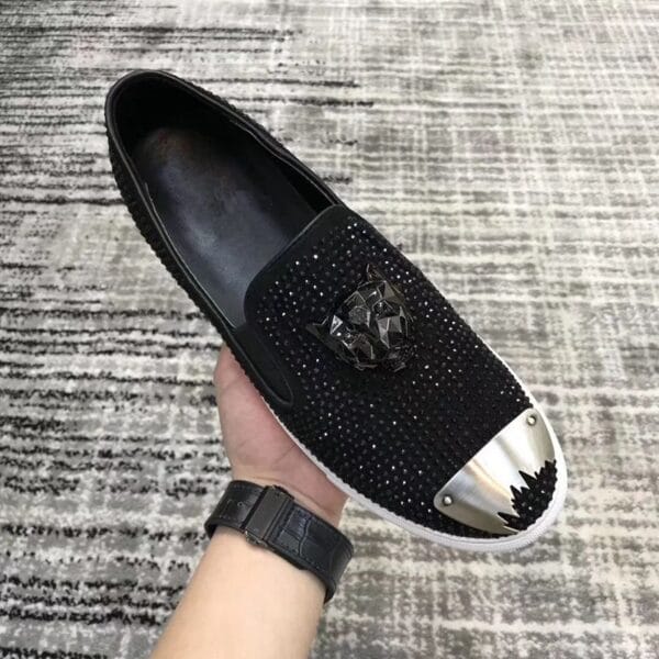 Leather casual loafers with rhinestones - Image 4