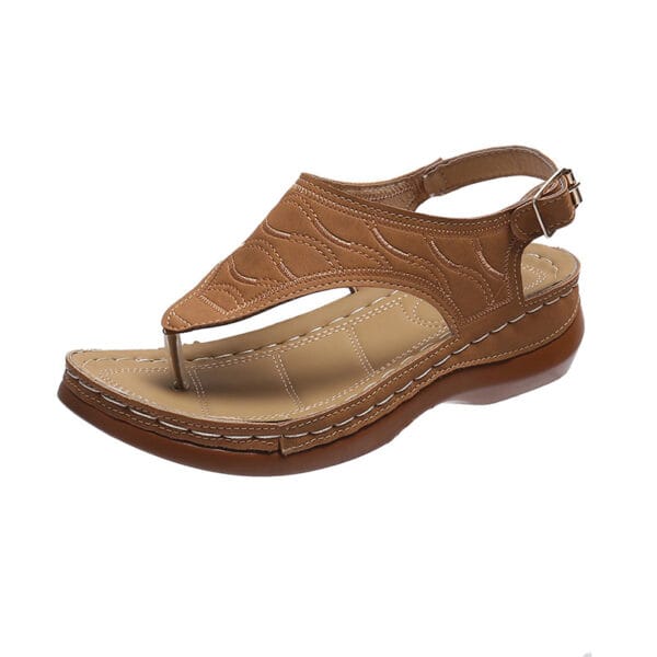 Casual Sandals Women's Wedge Heel Solid Color Flip Flop Sandals - Image 5