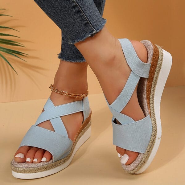 Wedge Sandals For Women Cross-strap Platform Gladiator Hemp Heel Shoes Summer - Image 7