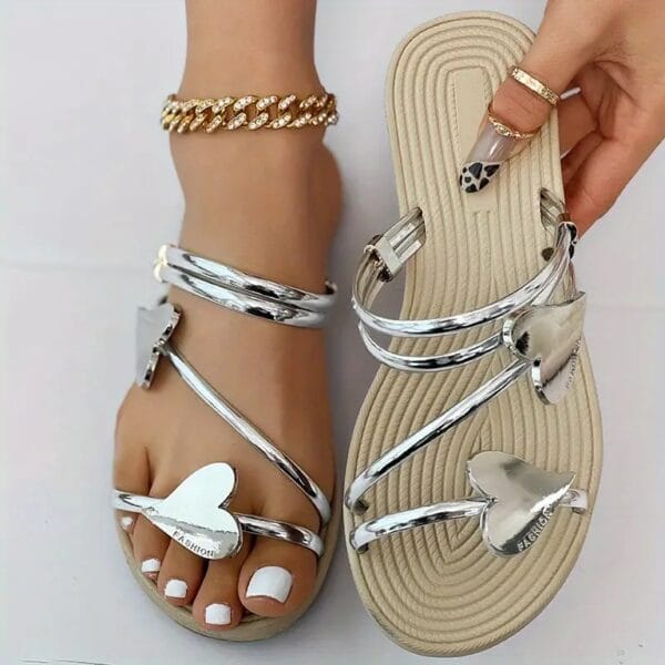 Heart Shape Slippers Summer Flat Love Beach Shoes Women - Image 4