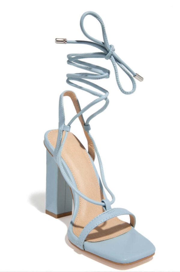 Women Shoes Square Toe Ankle Lace-Up Strappy Sandals Fashion Party Pumps - Image 7