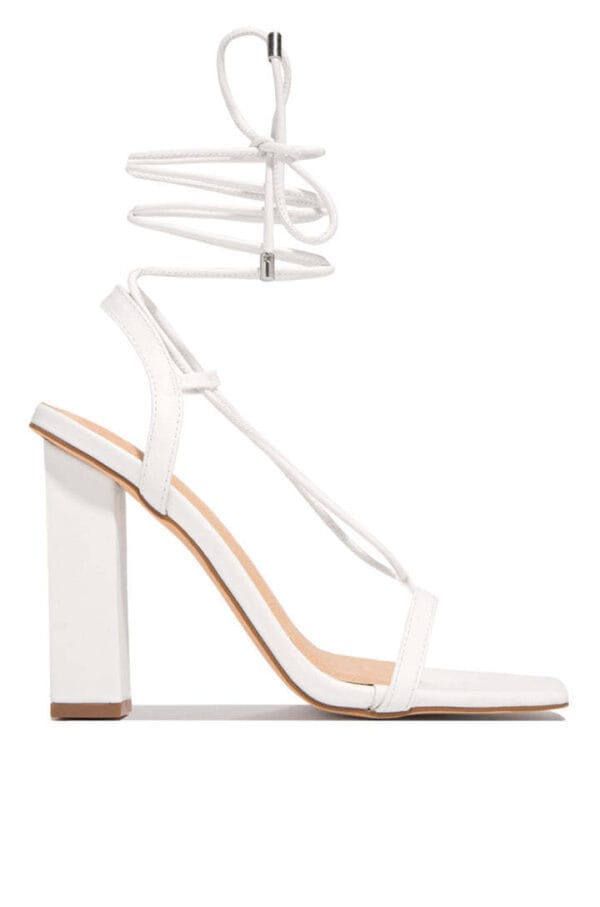 Women Shoes Square Toe Ankle Lace-Up Strappy Sandals Fashion Party Pumps - Image 3