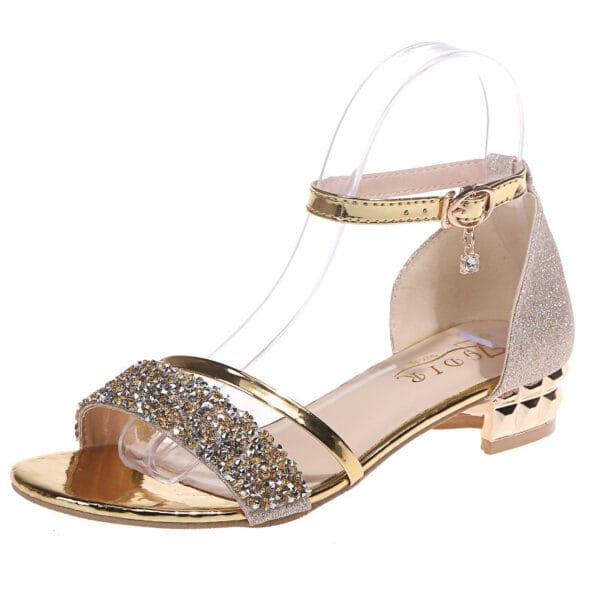 Women's Solid Color Rhinestone Ornament Sandals - Image 5