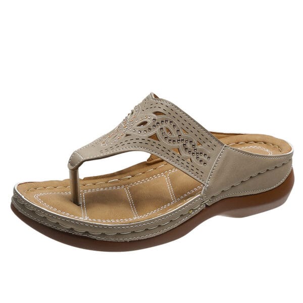 Clip Toe Wedge Sandals Women Summer Flip Flops Slippers Beach Shoes - Image 2