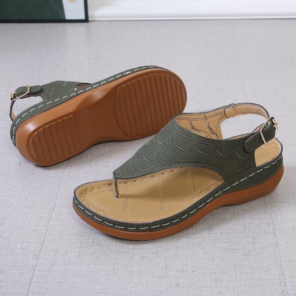 Casual Sandals Women's Wedge Heel Solid Color Flip Flop Sandals - Image 8