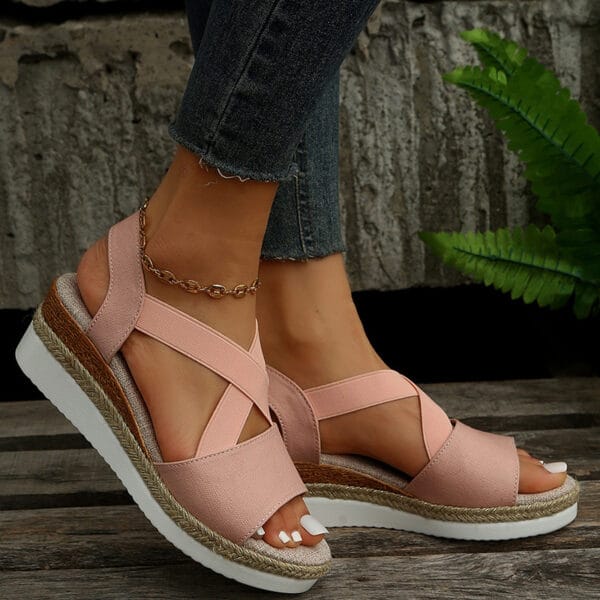 Wedge Sandals For Women Cross-strap Platform Gladiator Hemp Heel Shoes Summer - Image 9